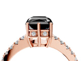 Rose gold Fancy Black Radiant Cut Solitaire Diamond Engagement Ring with Pavé Band and Six-Prong Setting_28