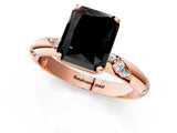 Rose gold Fancy Black Radiant Cut Solitaire Diamond Engagement Ring with Twisted Pave Band and Four-Prong Setting_4
