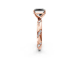 Rose gold Fancy Black Radiant Cut Solitaire Diamond Engagement Ring with Twisted Pave Band and Four-Prong Setting_5
