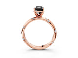 Rose gold Fancy Black Radiant Cut Solitaire Diamond Engagement Ring with Twisted Pave Band and Four-Prong Setting_6
