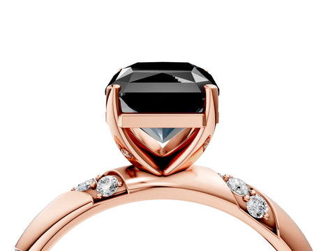 Rose gold Fancy Black Radiant Cut Solitaire Diamond Engagement Ring with Twisted Pave Band and Four-Prong Setting_7