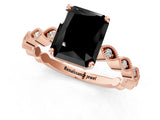 Rose gold Fancy Black Radiant Cut Solitaire Diamond Ring with Infinity Twist Band and Four-Prong Setting_1