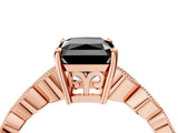 Rose gold Fancy Black Radiant Cut Solitaire Diamond Ring with Infinity Twist Band and Four-Prong Setting_4