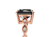 Rose gold Fancy Black Radiant Cut Solitaire Diamond Ring with Infinity Twist Band and Four-Prong Setting_5