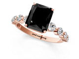Rose gold Fancy Black Radiant Cut Solitaire Diamond Ring with Pave Band and Four-Prong Setting_1