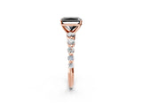Rose gold Fancy Black Radiant Cut Solitaire Diamond Ring with Pave Band and Four-Prong Setting_2