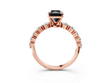 Rose gold Fancy Black Radiant Cut Solitaire Diamond Ring with Pave Band and Four-Prong Setting_3
