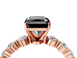 Rose gold Fancy Black Radiant Cut Solitaire Diamond Ring with Pave Band and Four-Prong Setting_4
