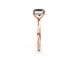 Rose gold Fancy Black Radiant Cut Solitaire Diamond Ring with Prong Setting and Plain Band_2