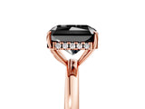 Rose gold Fancy Black Radiant Cut Solitaire Diamond Ring with Prong Setting and Plain Band_5