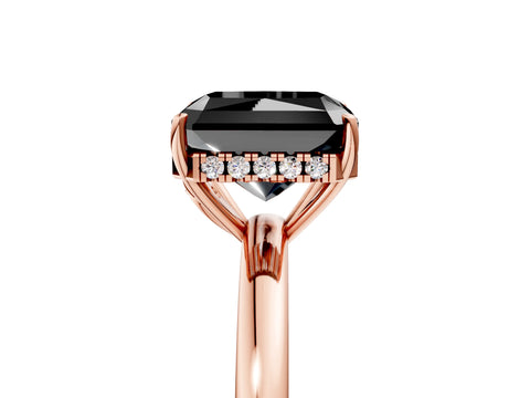 Rose gold Fancy Black Radiant Cut Solitaire Diamond Ring with Prong Setting and Plain Band_5