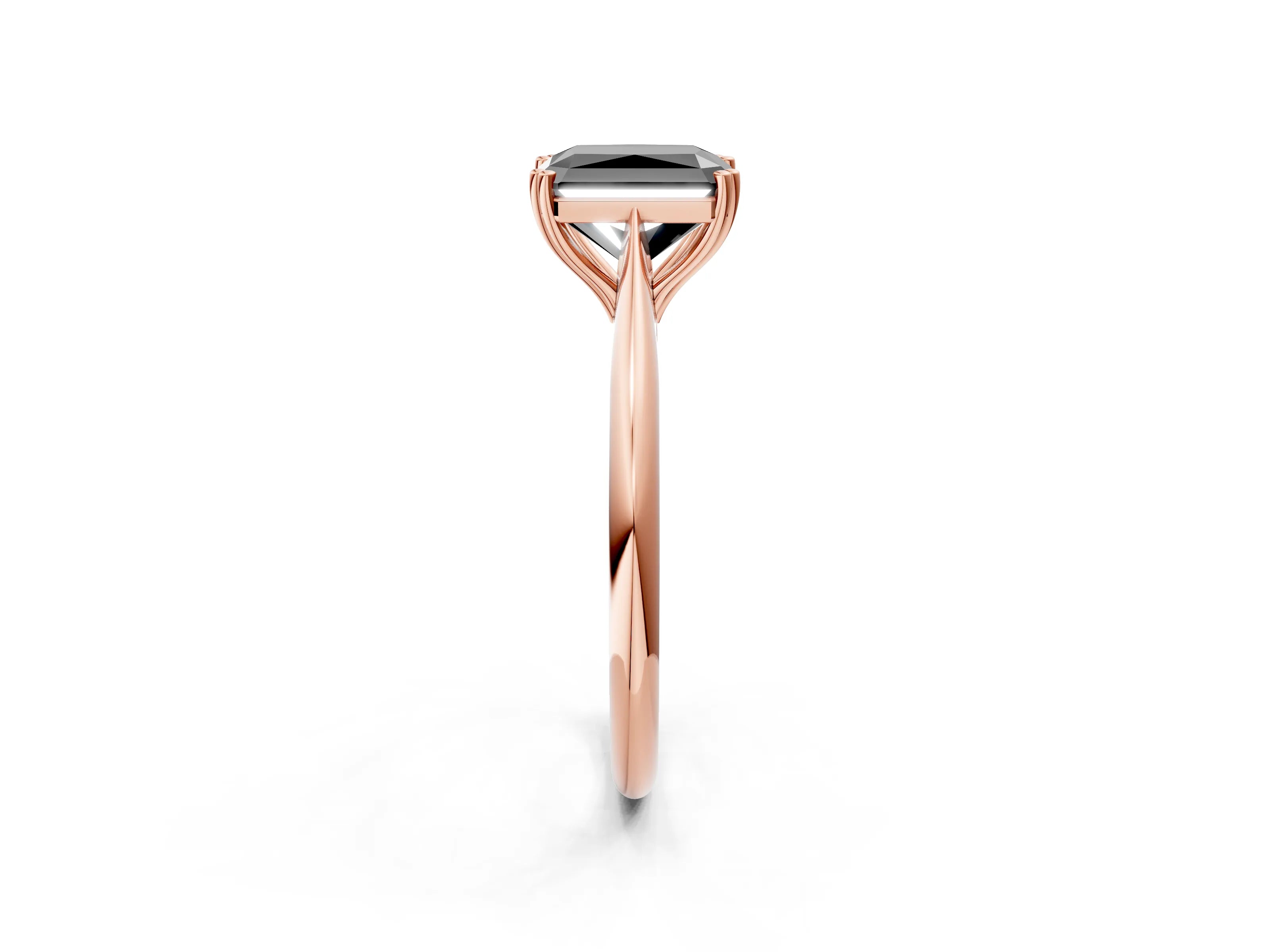 Rose gold Fancy Black Radiant Cut Solitaire Diamond Ring with Six-Prong Setting and Classic Band_2