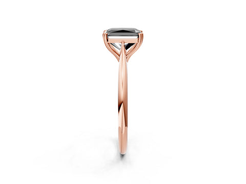 Rose gold Fancy Black Radiant Cut Solitaire Diamond Ring with Six-Prong Setting and Classic Band_2