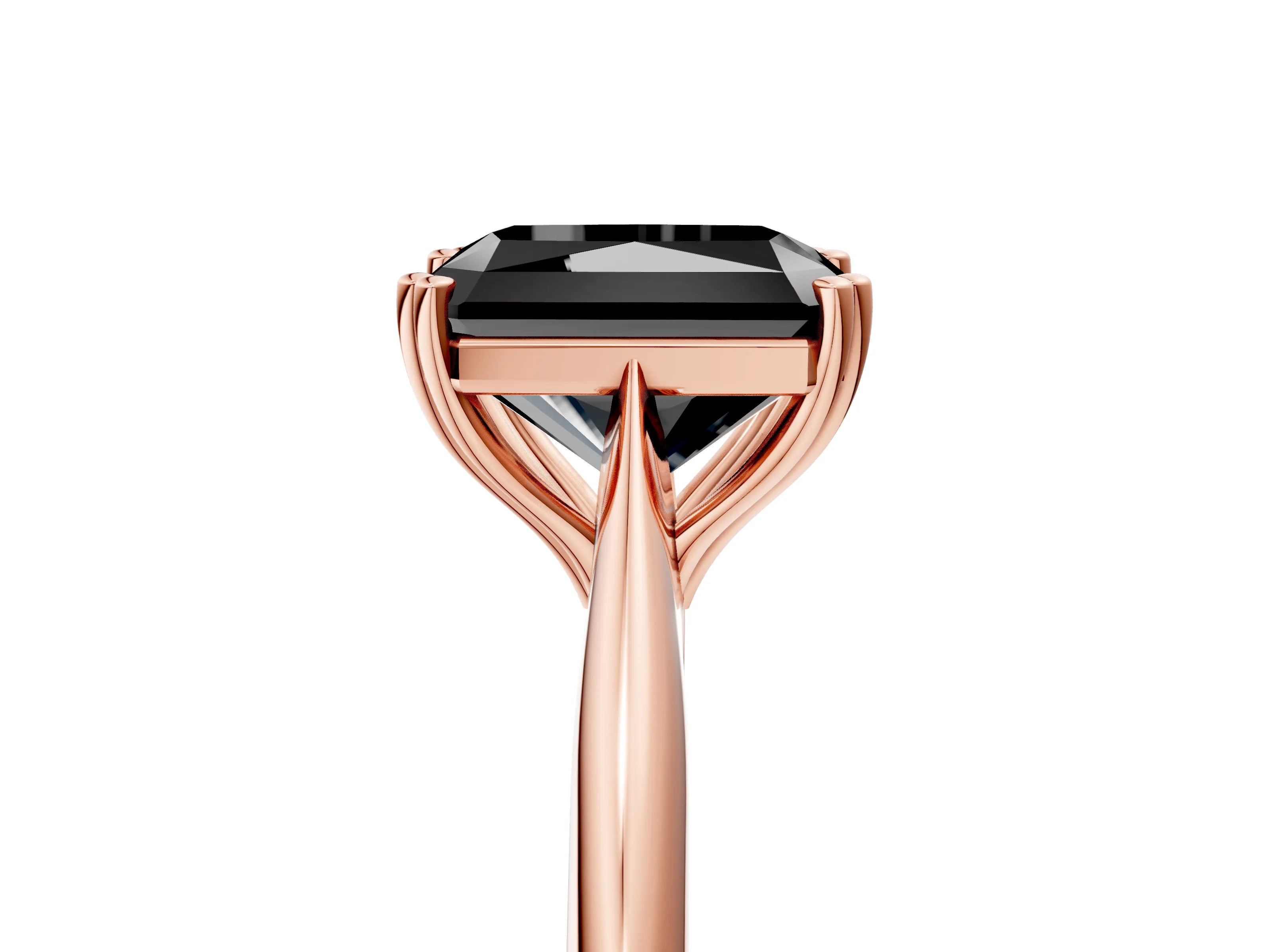 Rose gold Fancy Black Radiant Cut Solitaire Diamond Ring with Six-Prong Setting and Classic Band_5