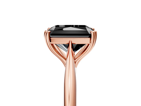 Rose gold Fancy Black Radiant Cut Solitaire Diamond Ring with Six-Prong Setting and Classic Band_5