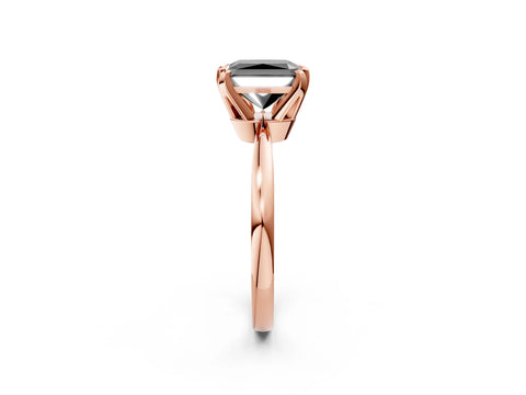 Rose gold Fancy Black Radiant Cut Solitaire Engagement Ring with Six-Prong Setting and Tapered Band_2