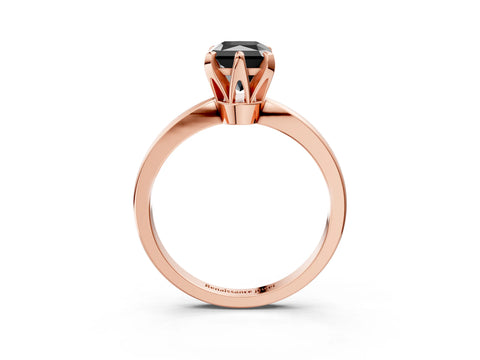 Rose gold Fancy Black Radiant Cut Solitaire Engagement Ring with Six-Prong Setting and Tapered Band_3