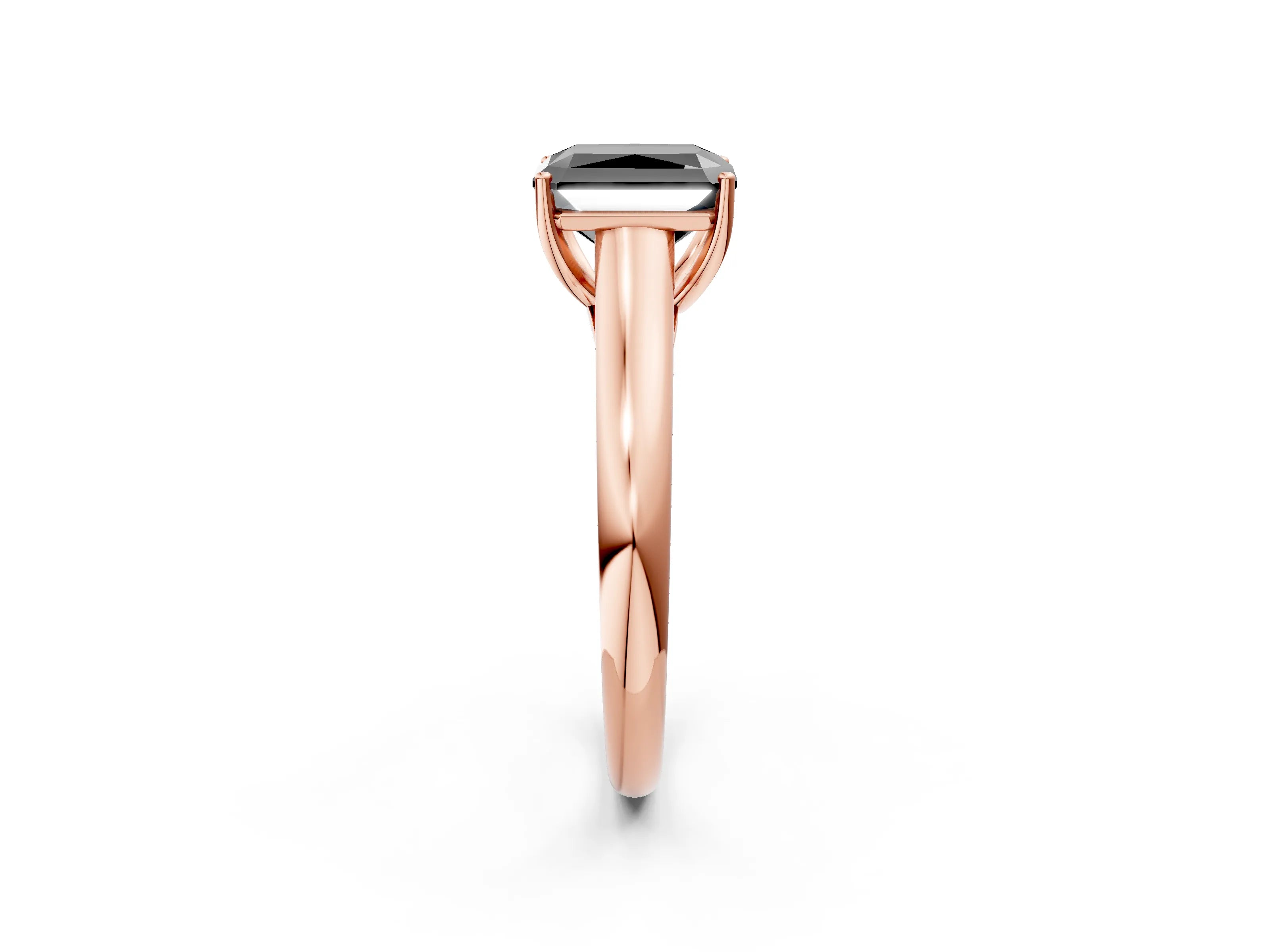 Rose gold Fancy Black Radiant Cut Solitaire Engagement Ring with Tapered Band and Four-Prong Setting_5