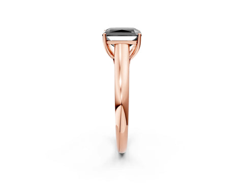 Rose gold Fancy Black Radiant Cut Solitaire Engagement Ring with Tapered Band and Four-Prong Setting_5