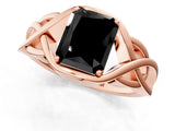 Rose gold Fancy Black Radiant Cut Solitaire Intertwined Band Prong Setting Ring_1