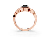Rose gold Fancy Black Radiant Cut Solitaire Intertwined Band Prong Setting Ring_3