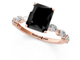 Rose gold Fancy Black Radiant Cut Solitaire Marquise Side Stone Prong Setting Ring_1
