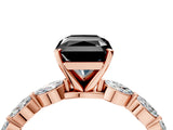 Rose gold Fancy Black Radiant Cut Solitaire Marquise Side Stone Prong Setting Ring_4