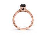 Rose gold Fancy Black Radiant Cut Solitaire Milgrain Engraved Band with Four-Prong Setting_3