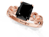 Rose gold Fancy Black Radiant Cut Solitaire Milgrain Leaf Band with Prong Setting_1