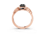 Rose gold Fancy Black Radiant Cut Solitaire Milgrain Leaf Band with Prong Setting_3