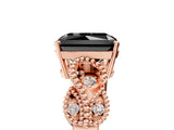 Rose gold Fancy Black Radiant Cut Solitaire Milgrain Leaf Band with Prong Setting_5