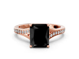 Rose gold Fancy Black Radiant Cut Solitaire Pavé Band with Four-Prong Setting