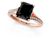 Rose gold Fancy Black Radiant Cut Solitaire Pavé Band with Four-Prong Setting_1
