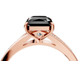 Rose gold Fancy Black Radiant Cut Solitaire Pavé Band with Four-Prong Setting_4