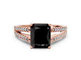 Rose gold Fancy Black Radiant Cut Solitaire Split Shank Pavé Diamond Engagement Ring