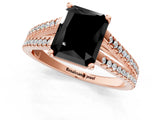 Rose gold Fancy Black Radiant Cut Solitaire Split Shank Pavé Diamond Engagement Ring_1