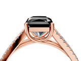 Rose gold Fancy Black Radiant Cut Solitaire Split Shank Pavé Diamond Engagement Ring_4
