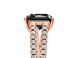 Rose gold Fancy Black Radiant Cut Solitaire Split Shank Pavé Diamond Engagement Ring_5