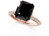 Rose gold Fancy Black Radiant Cut Solitaire Split Shank Pave Diamond Engagement Ring with Four-Prong Setting_1