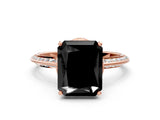 Rose gold Fancy Black Radiant Cut Solitaire Split Shank Pave Diamond Engagement Ring with Four-Prong Setting_24