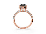 Rose gold Fancy Black Radiant Cut Solitaire Split Shank Pave Diamond Engagement Ring with Four-Prong Setting_27