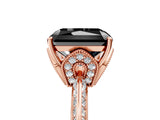 Rose gold Fancy Black Radiant Cut Solitaire Split Shank Pave Diamond Engagement Ring with Four-Prong Setting_29