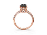 Rose gold Fancy Black Radiant Cut Solitaire Split Shank Pave Diamond Engagement Ring with Four-Prong Setting_3