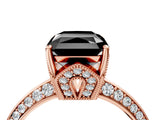 Rose gold Fancy Black Radiant Cut Solitaire Split Shank Pave Diamond Engagement Ring with Four-Prong Setting_4