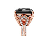 Rose gold Fancy Black Radiant Cut Solitaire Split Shank Pave Diamond Engagement Ring with Four-Prong Setting_5