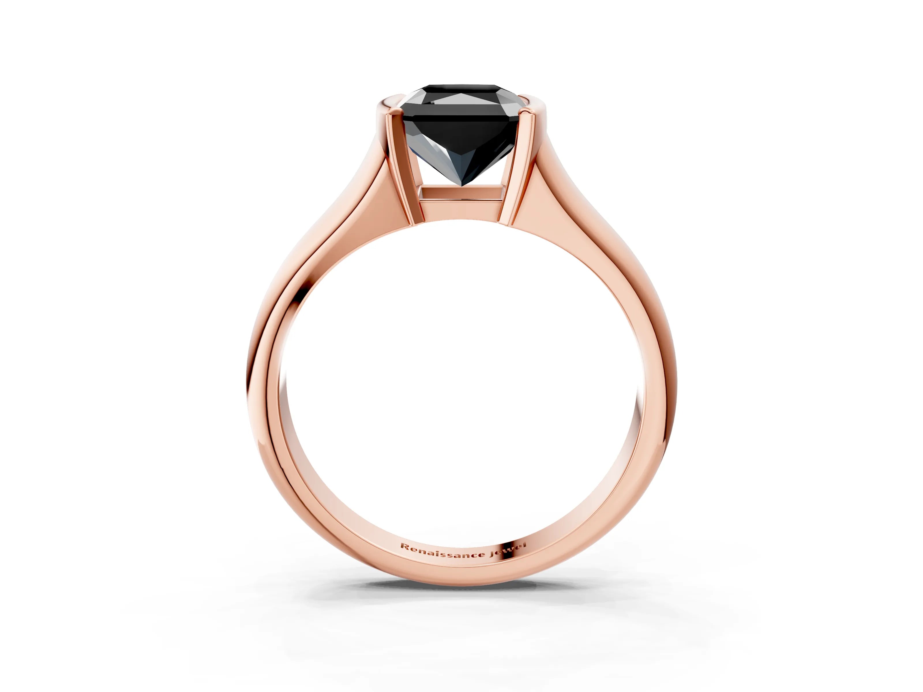 Rose gold Fancy Black Radiant Cut Solitaire Tension Set Diamond Ring with Split Shank Band_3