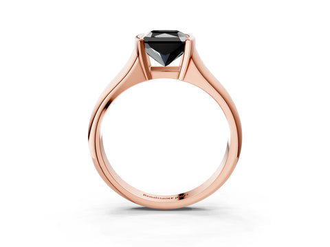 Rose gold Fancy Black Radiant Cut Solitaire Tension Set Diamond Ring with Split Shank Band_3