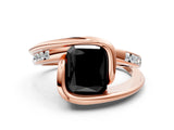 Rose gold Fancy Black Radiant Cut Solitaire Tension-Set Diamond Split Shank Ring