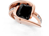 Rose gold Fancy Black Radiant Cut Solitaire Tension-Set Diamond Split Shank Ring_1