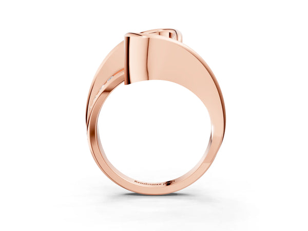 Rose gold Fancy Black Radiant Cut Solitaire Tension-Set Diamond Split Shank Ring